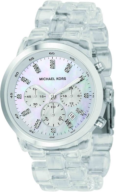 michael kors ladies clear acrylic chronograph watch